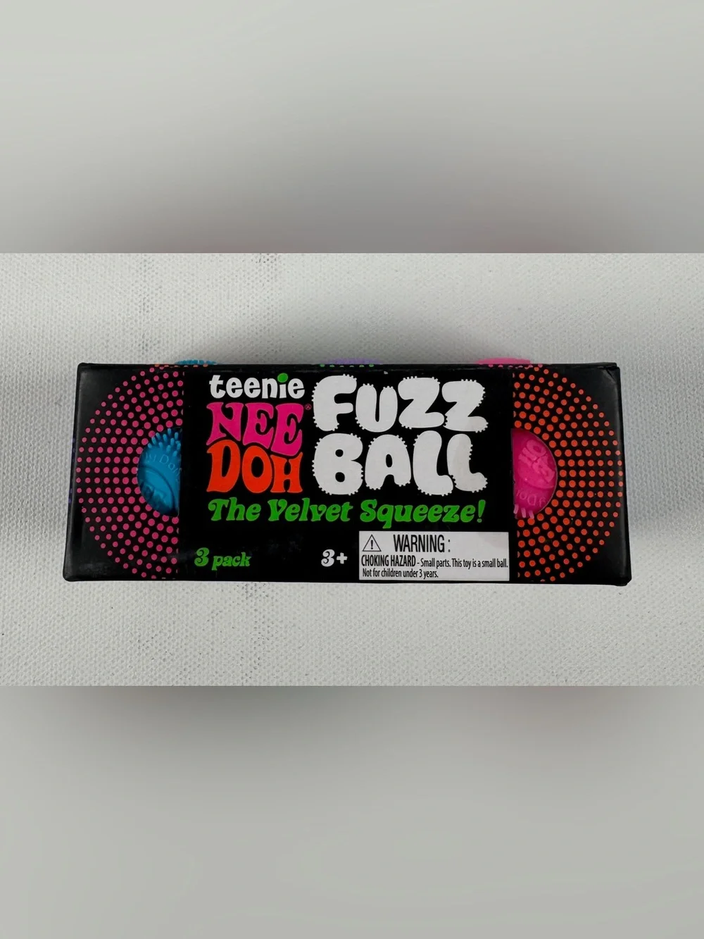 Nee Doh Teenie Fuzz Ball The Velvet Squeeze 3 Pack Multicolor Pink Purple Blue